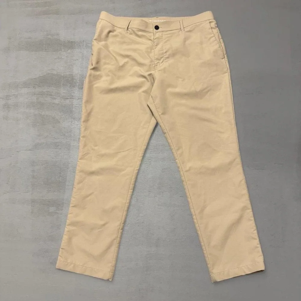 Banana Republic Stretch Chino Pants Tan‎ Khaki Core Temp Performance 36 x 29